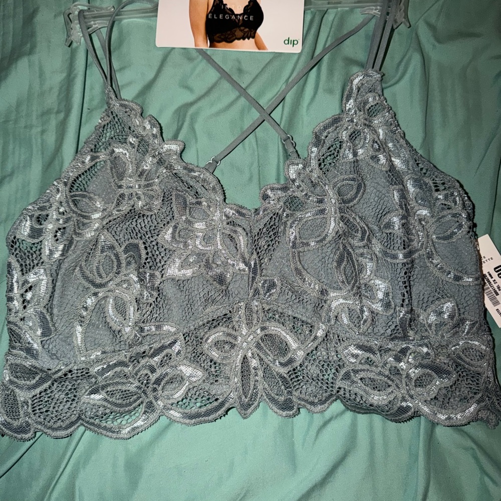 dip Lace Bralette - Blue Green